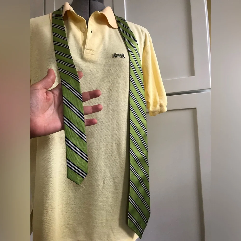 J. Crew Green Striped Silk Imported Tie